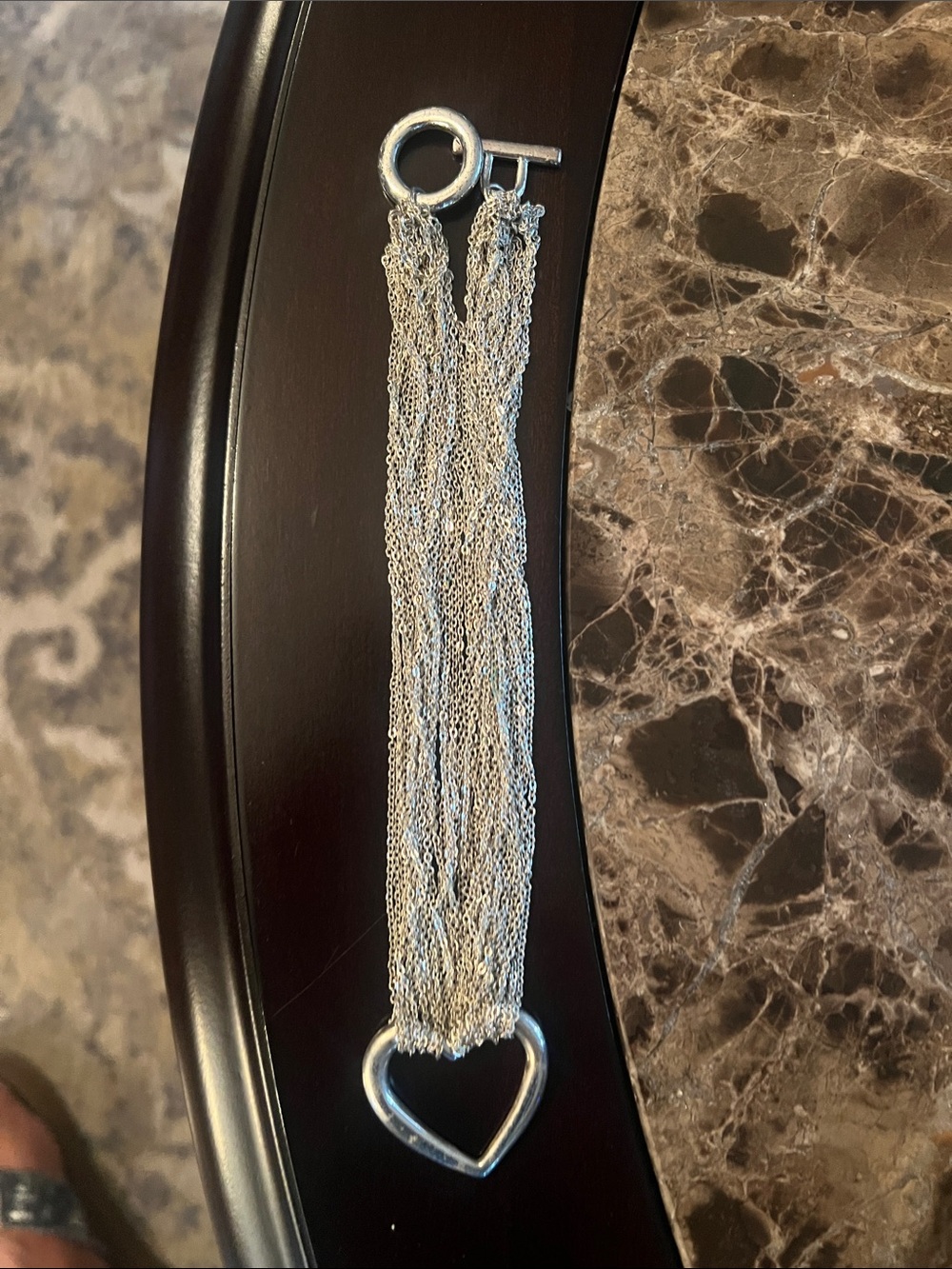 Silver tone Heart Multi-Chain Necklace
